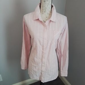 NWT Crown & Ivy Oxford Pink Boyfriend Shirt - L
